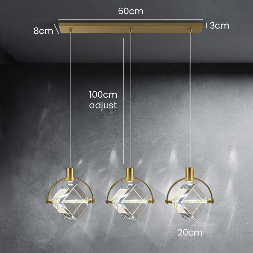 Luxury Crystal Cube Bedside Rod Pendant Light -Homdiy