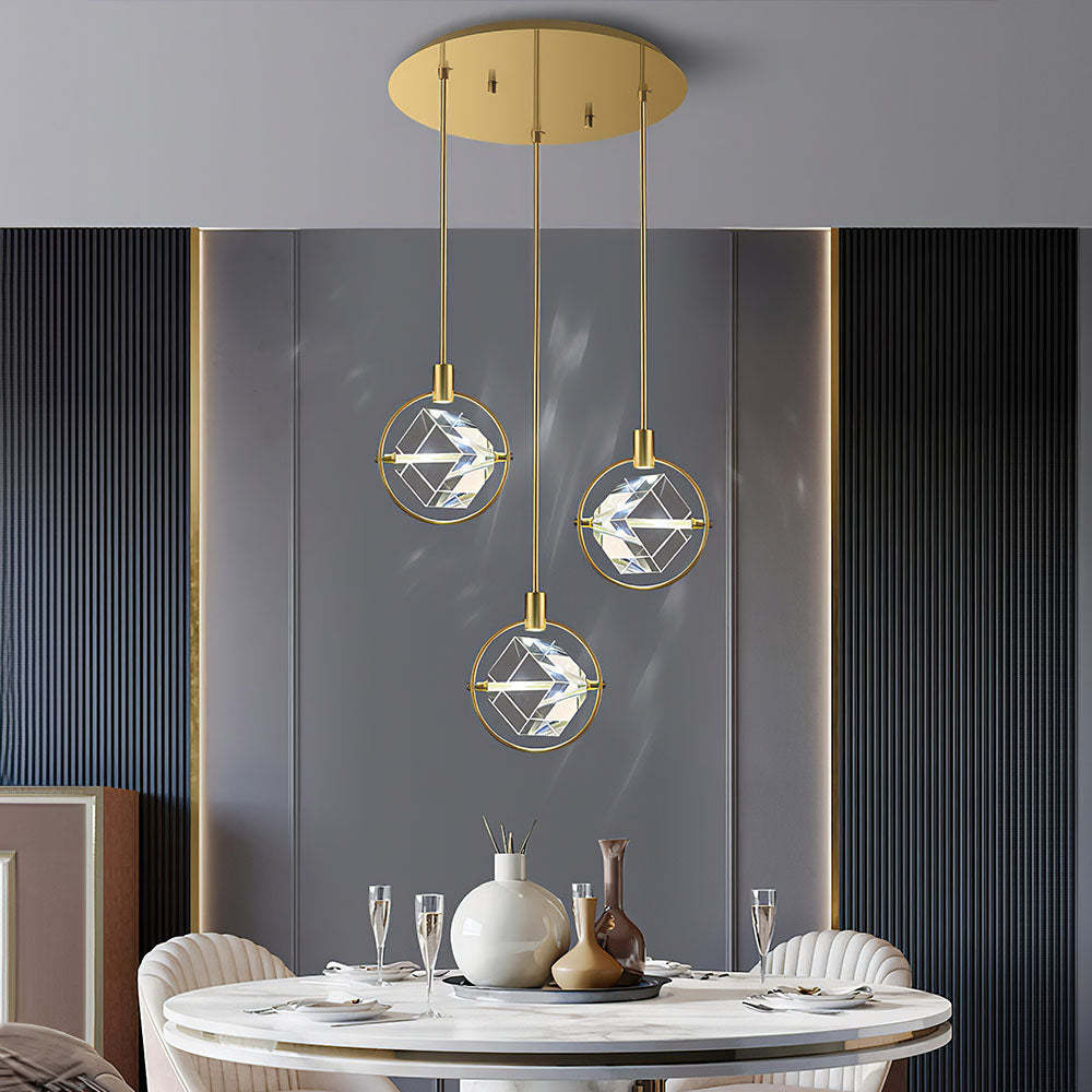 Luxury Crystal Cube Bedside Rod Pendant Light -Homdiy