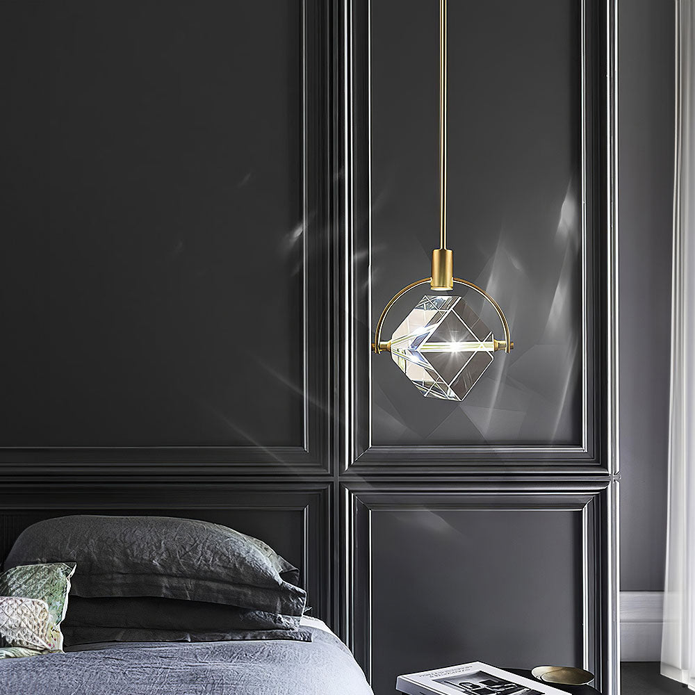Luxury Crystal Cube Bedside Rod Pendant Light -Homdiy