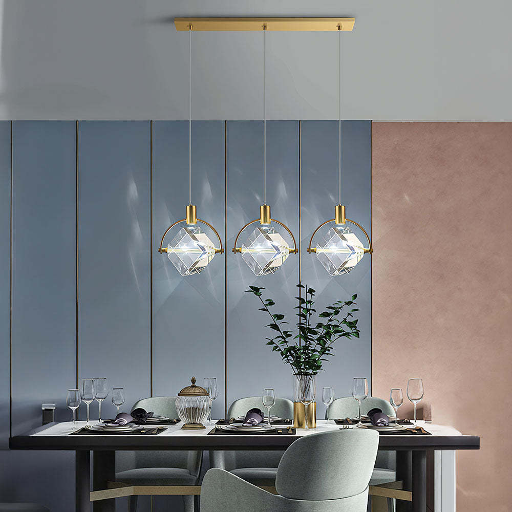 Luxury Crystal Cube Bedside Rod Pendant Light -Homdiy