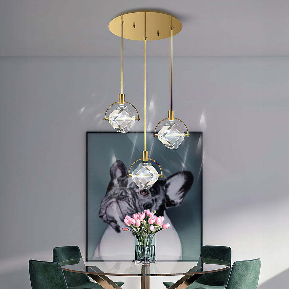 Luxury Crystal Cube Bedside Rod Pendant Light -Homdiy