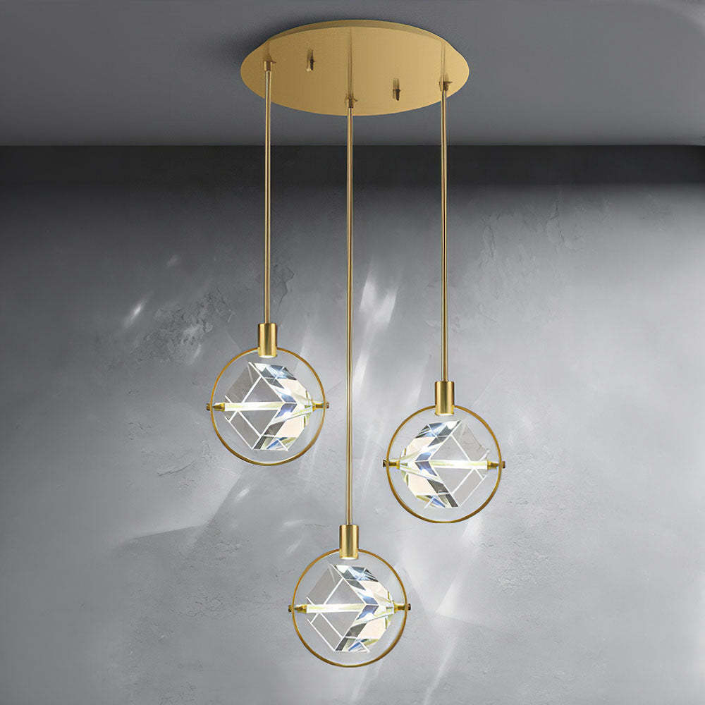 Luxury Crystal Cube Bedside Rod Pendant Light -Homdiy