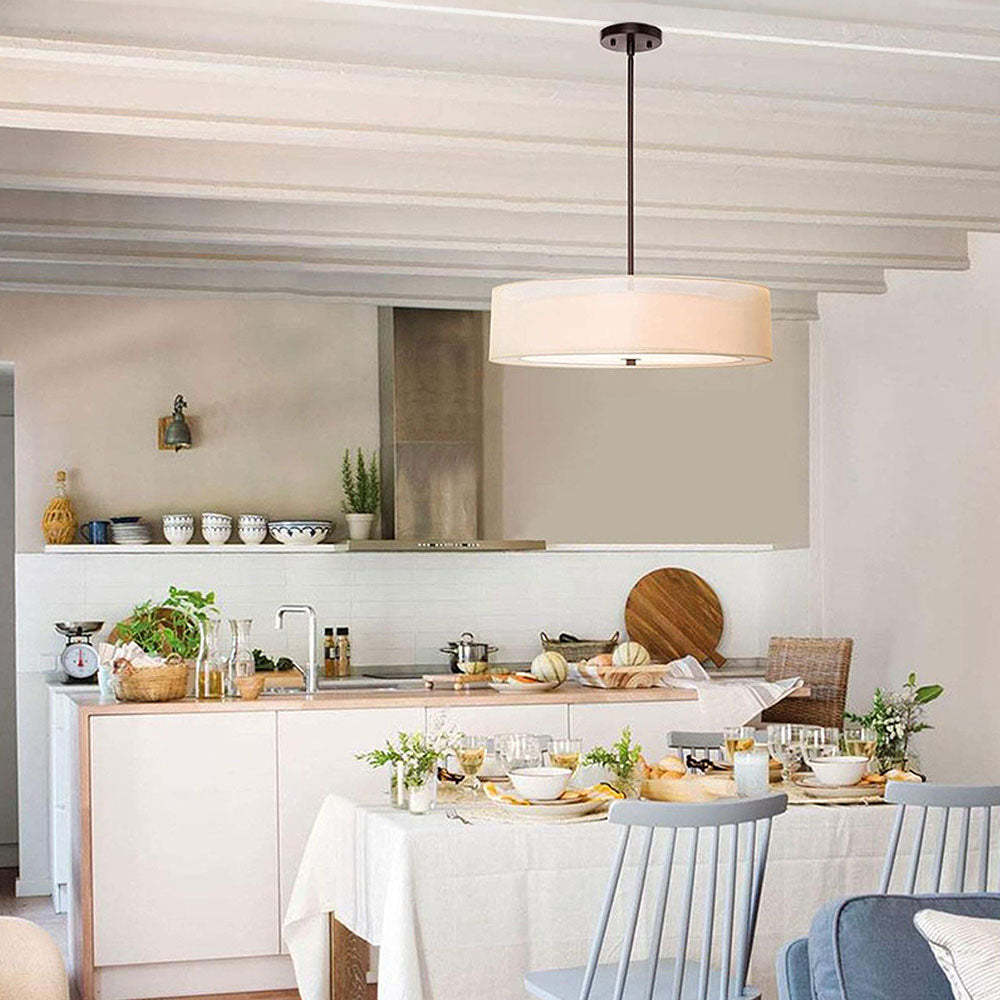 Vintage Minimalist Drum Acrylic Rod Pendant Light -Homdiy