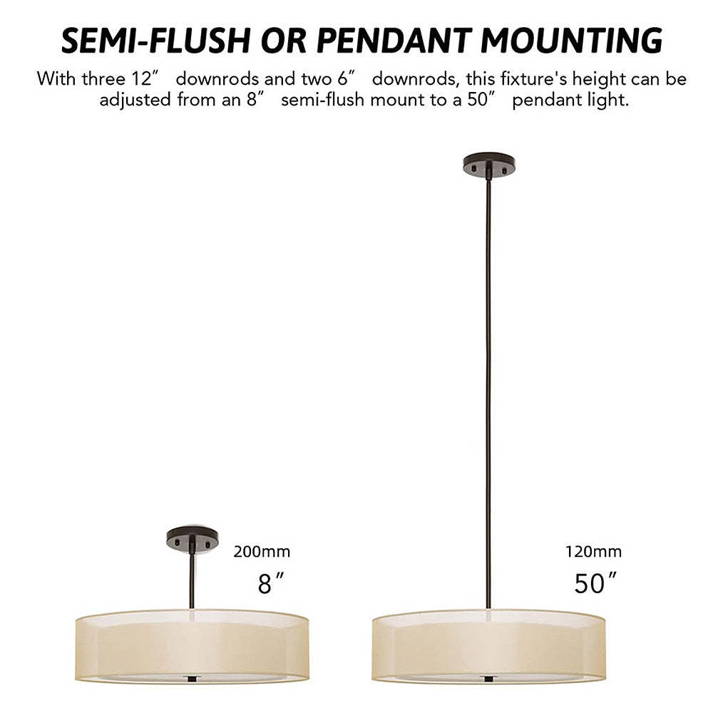 Vintage Minimalist Drum Acrylic Rod Pendant Light -Homdiy