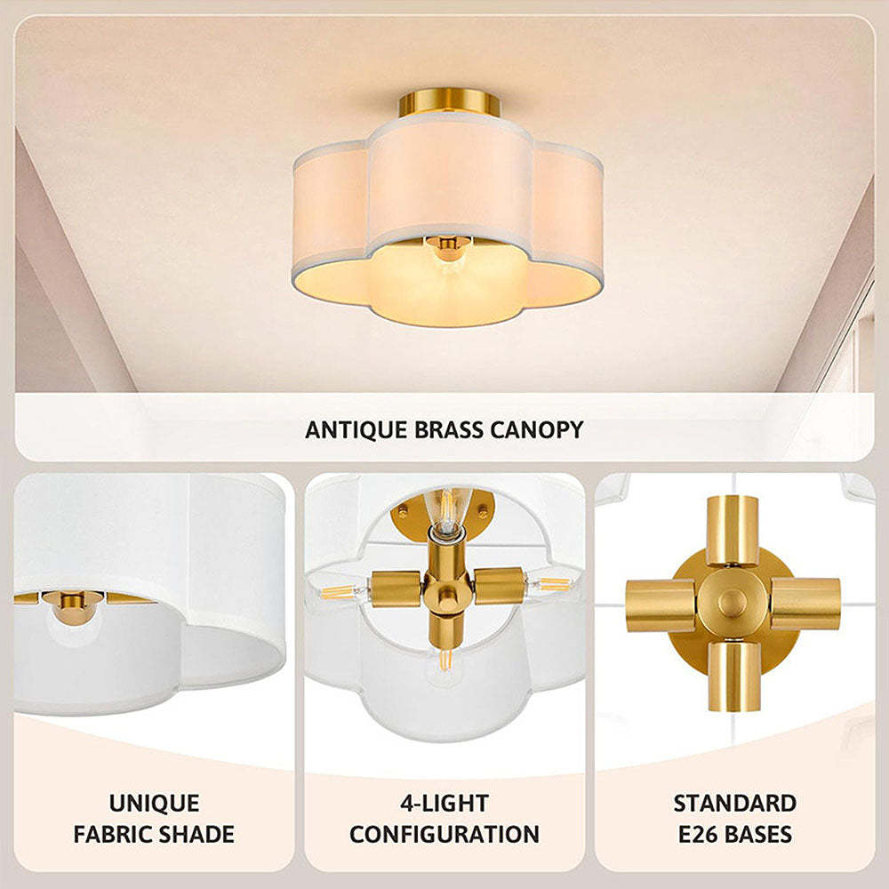 Creative Flower Shape Drum Fabric Ceiling Light -Homdiy