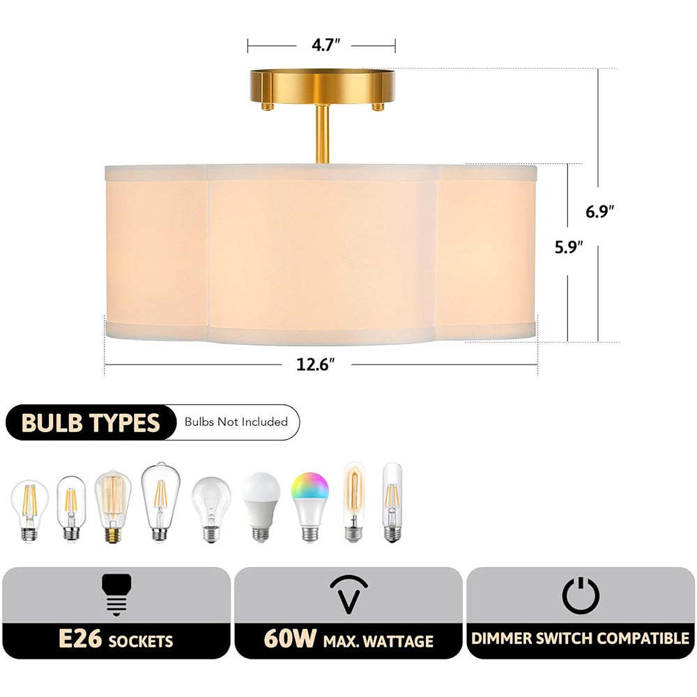 Creative Flower Shape Drum Fabric Ceiling Light -Homdiy