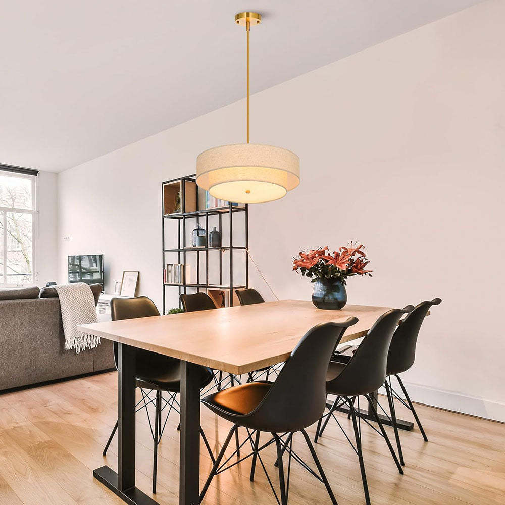 Stylish Drum Living Room Fabric Pendant Light -Homdiy