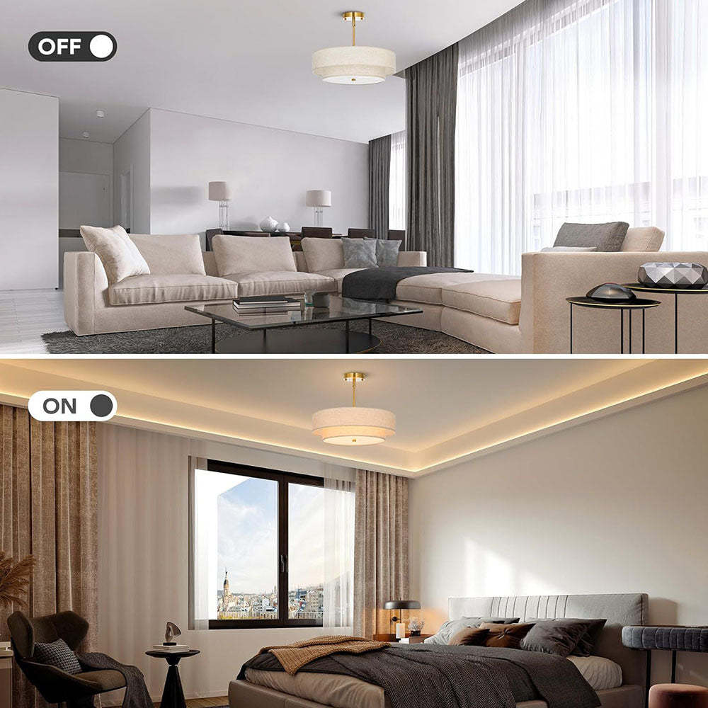 Stylish Drum Living Room Fabric Pendant Light -Homdiy