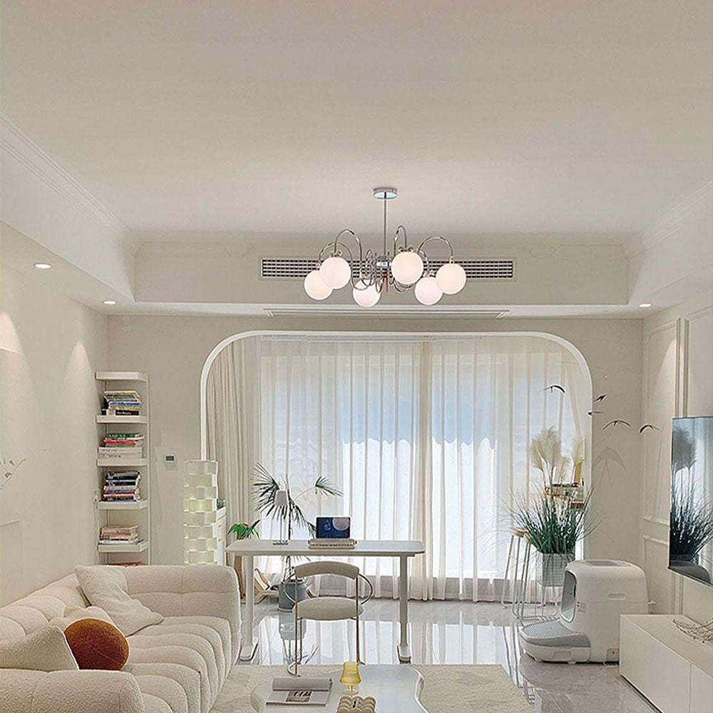 Classic Vintage White Glass Ball Rod Pendant Lights -Homdiy