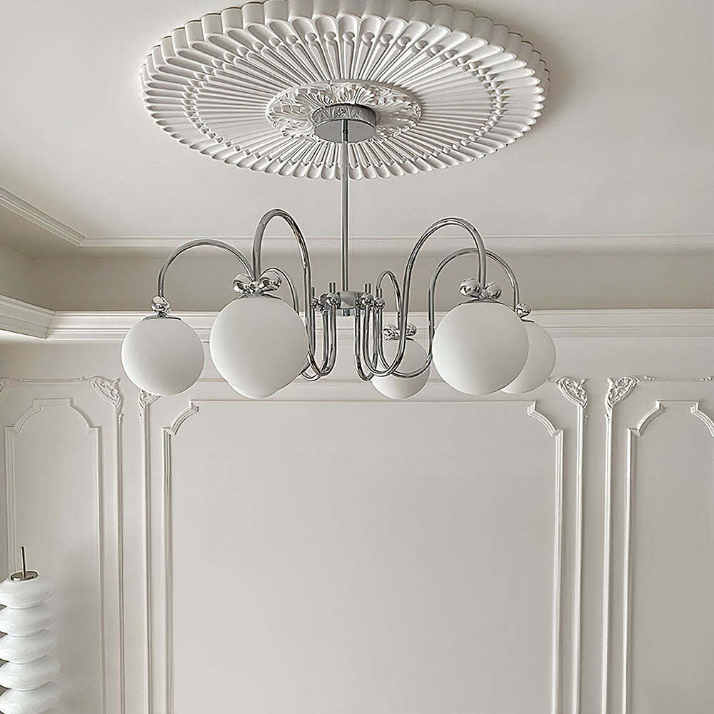 Classic Vintage White Glass Ball Rod Pendant Lights -Homdiy