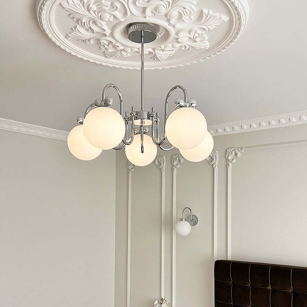 Classic Vintage White Glass Ball Rod Pendant Lights -Homdiy