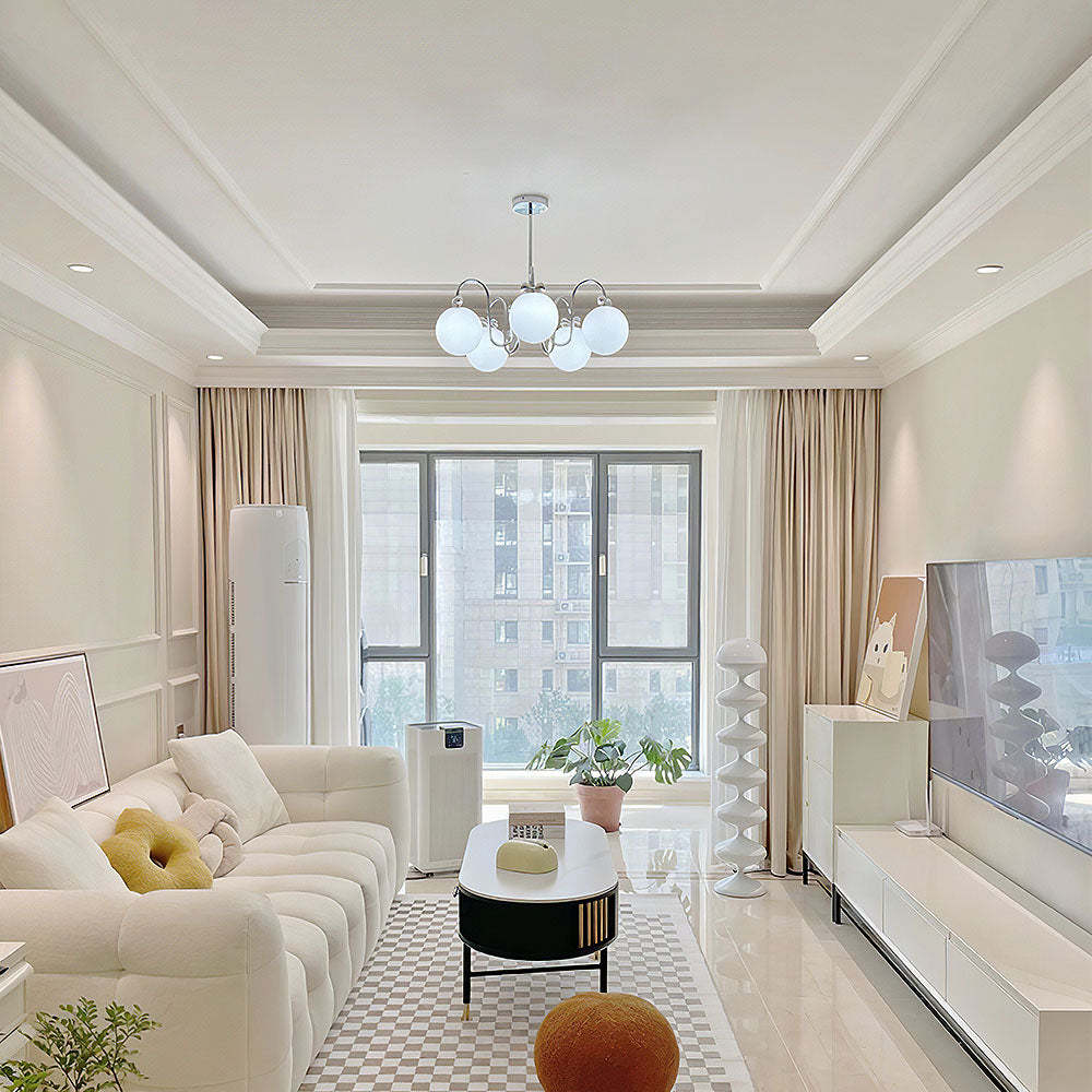 Classic Vintage White Glass Ball Rod Pendant Lights -Homdiy