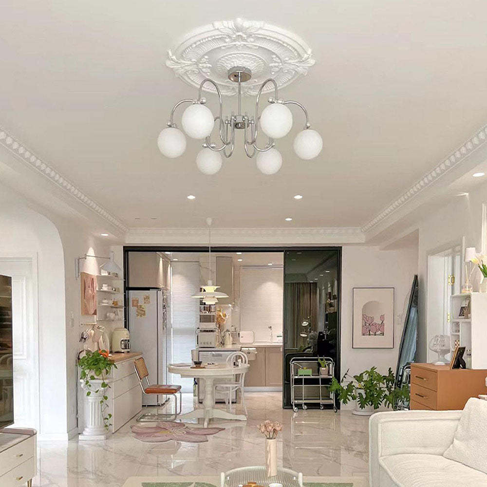 Classic Vintage White Glass Ball Rod Pendant Lights -Homdiy