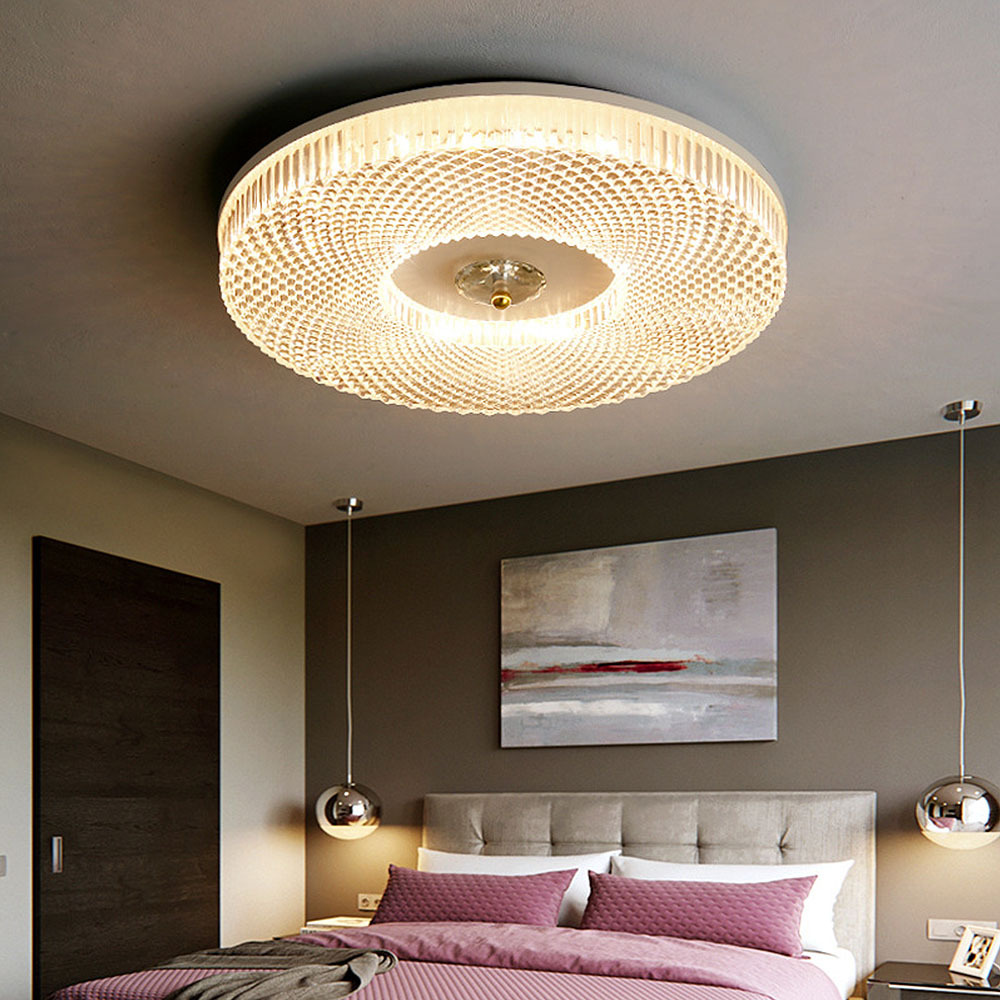 Modern Round LED Bedroom Flush Mount Ceiling Light-Homdiy