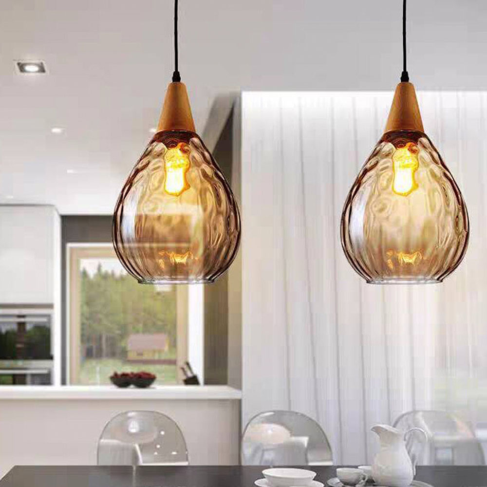 Retro Style Glass Mini Pendant Lighting over Kitchen Island