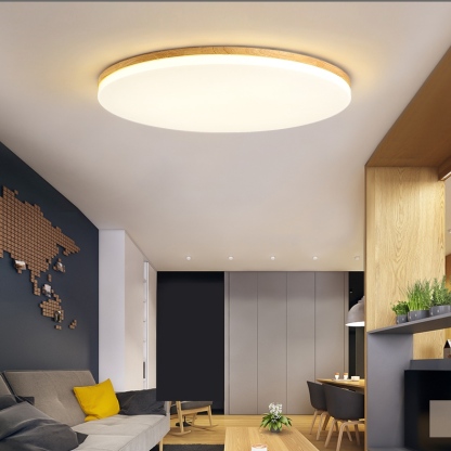 Round Wood Acrylic LED Bedroom Ceiling Lights