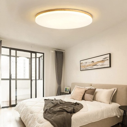 Round Wood Acrylic LED Bedroom Ceiling Lights