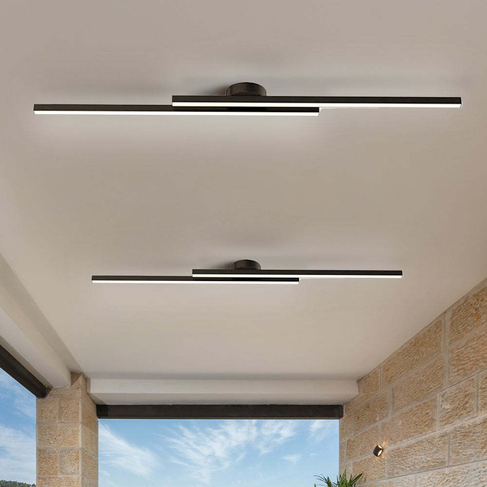 Modern Aluminium Long Strip Semi Flush Mount LED Ceiling Light For Living Room