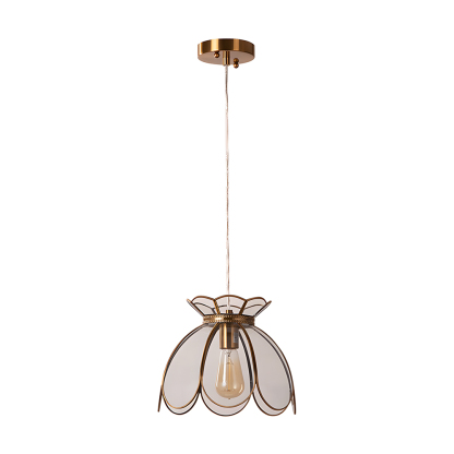 Retro Style Glass Pendant Light With Green or Gold Leaves