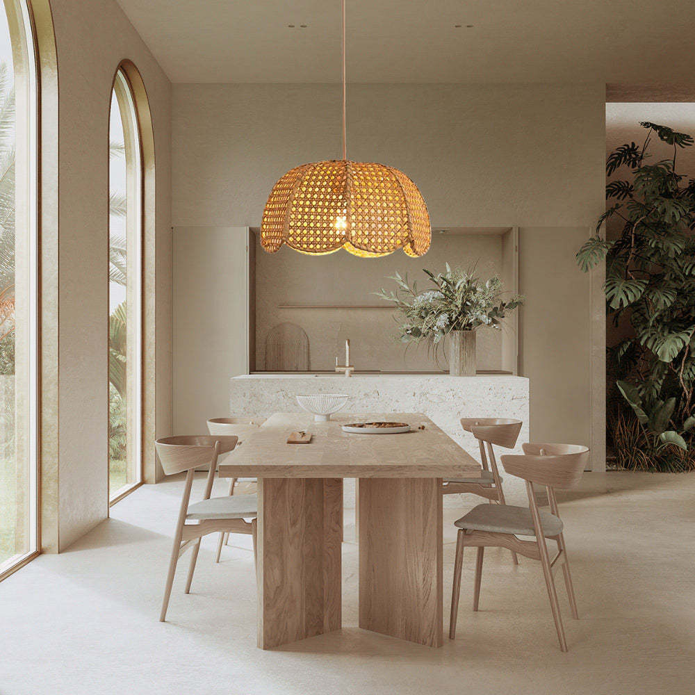 Japanese Bamboo Wicker Handmade Pendant Light for Living Room -Homdiy