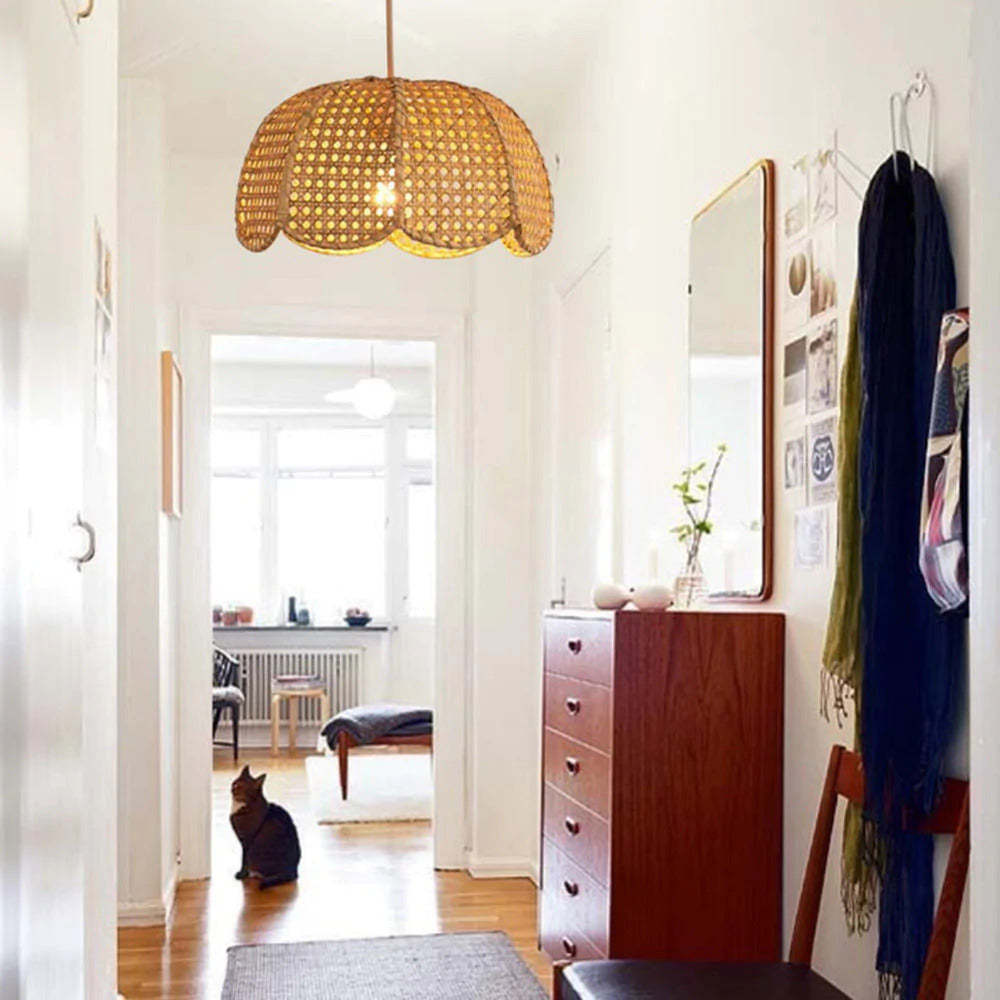 Japanese Bamboo Wicker Handmade Pendant Light for Living Room -Homdiy