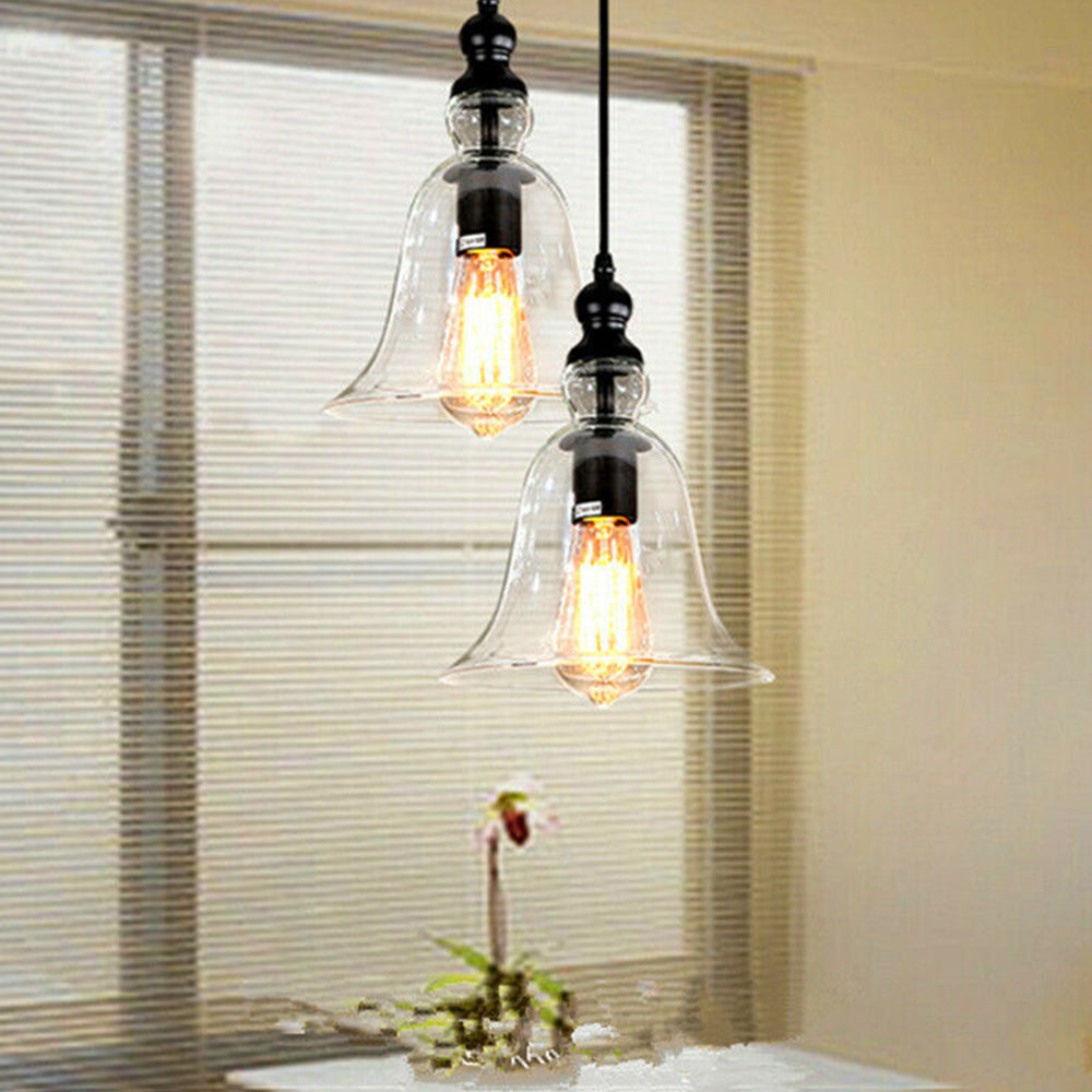 Industrial Style Bell Shape Glass Pendant Light -Homdiy