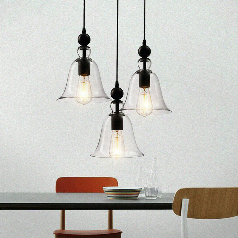 Industrial Style Bell Shape Glass Pendant Light -Homdiy