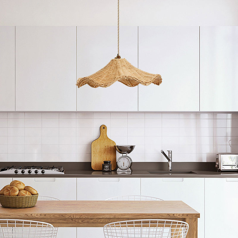 Boho Wicker Rattan Coastal Pendant Light -Homdiy