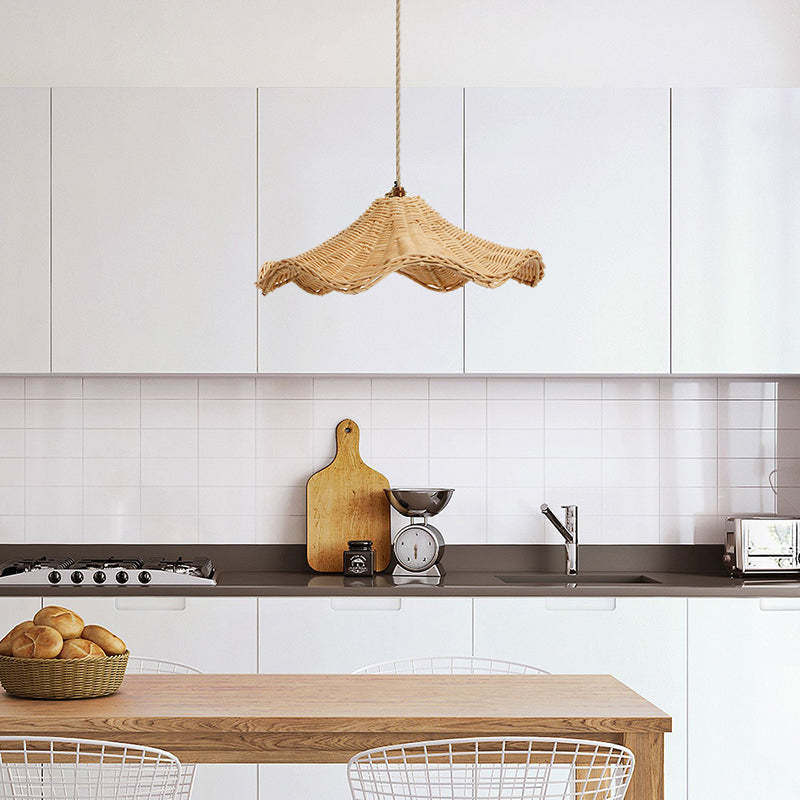 Boho Wicker Rattan Coastal Pendant Light -Homdiy