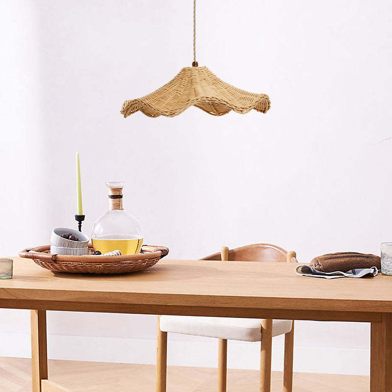 Boho Wicker Rattan Coastal Pendant Light -Homdiy