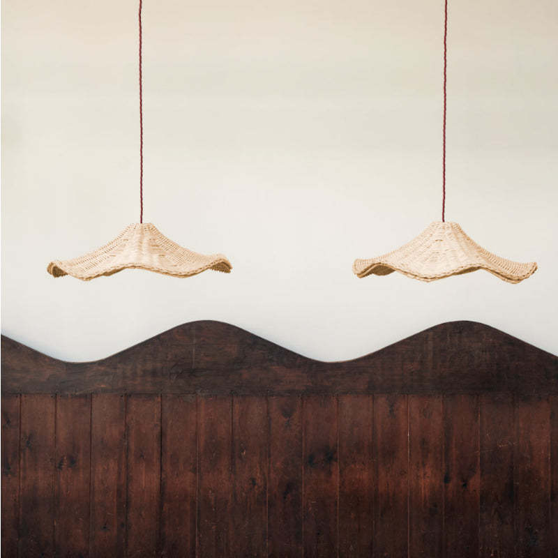 Boho Wicker Rattan Coastal Pendant Light -Homdiy