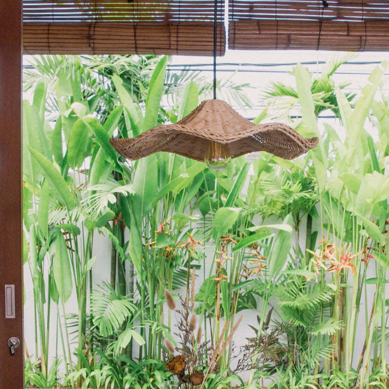 Boho Wicker Rattan Coastal Pendant Light -Homdiy