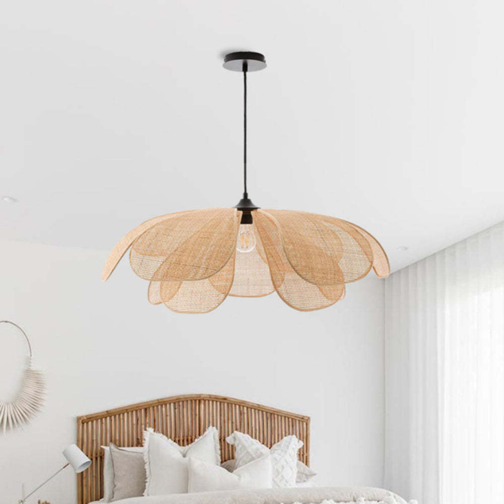Rattan Petal Rustic Wicker Pendant Light -Homdiy