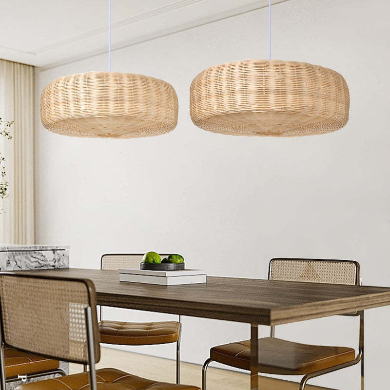 Woven Rattan Hanging Lamp Countryside Style Pendant Lighting -Homdiy