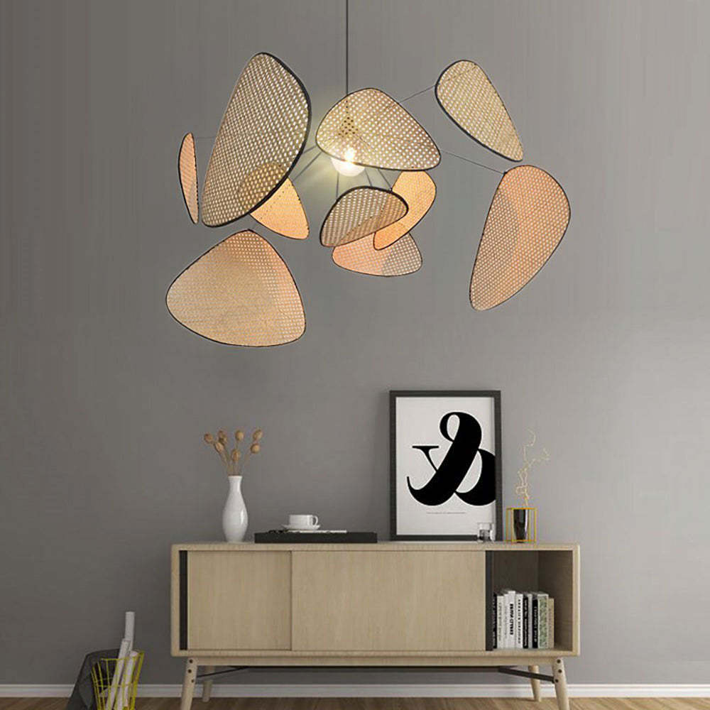 Hand Weaved Rattan Leaf Pendant Light For Living Room -Homdiy
