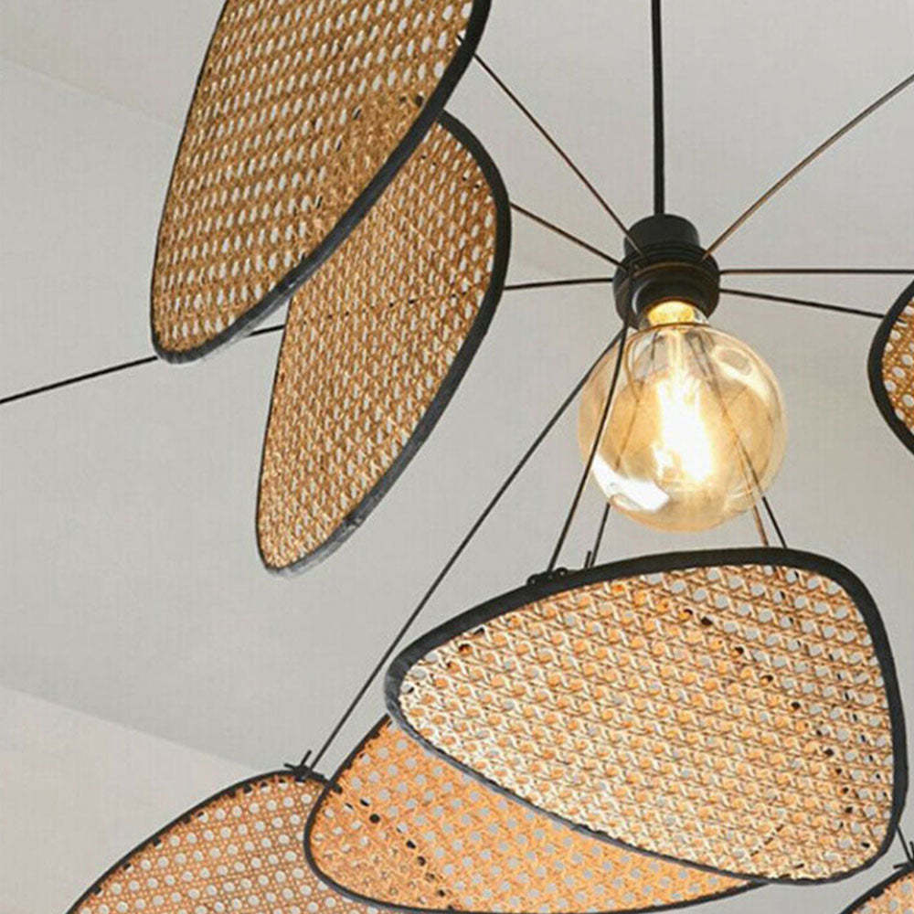 Hand Weaved Rattan Leaf Pendant Light For Living Room -Homdiy