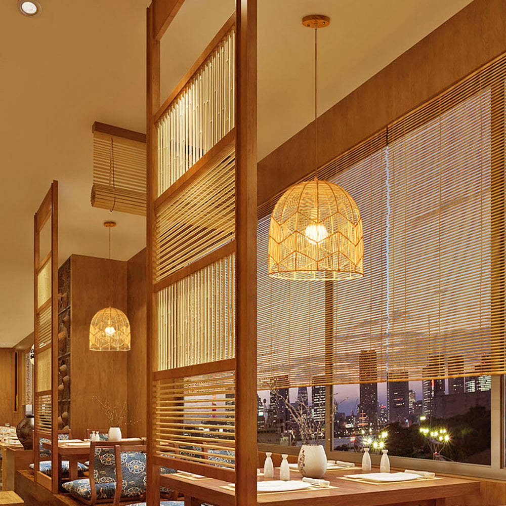 Handmade Basket Rattan Pendant Light Shades -Homdiy