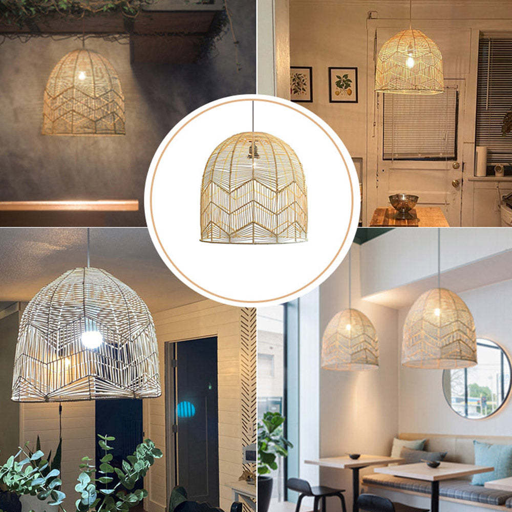 Handmade Basket Rattan Pendant Light Shades -Homdiy