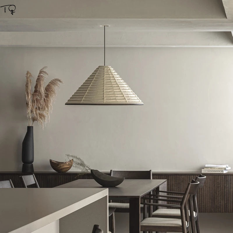 Japanese Designer Cone Paper Tearoom Pendant Light -Homdiy