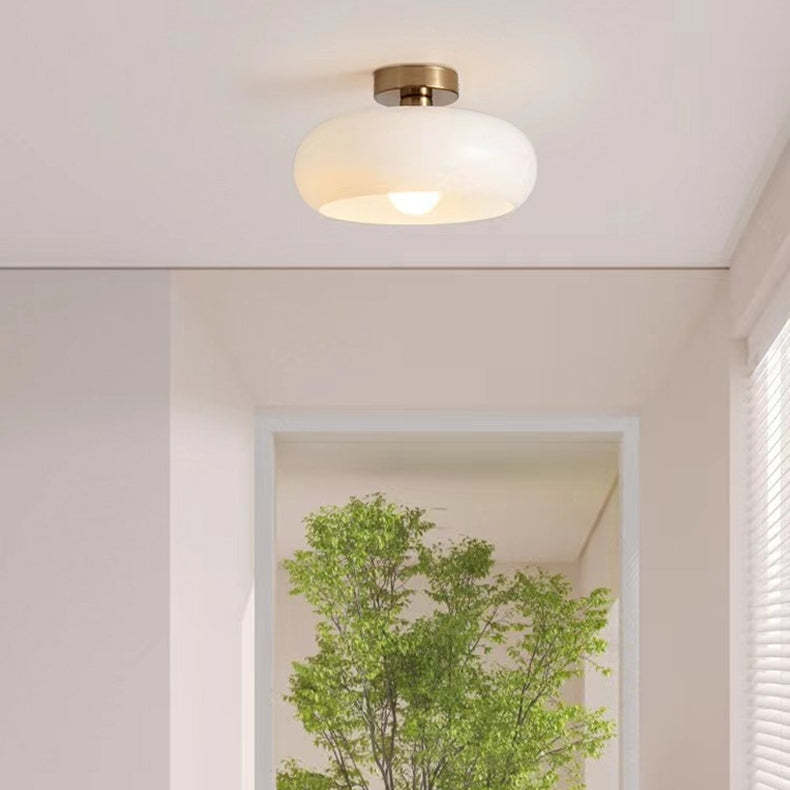 Mid-Century Dome Glass Flush Mount Ceiling Light for Hallway -Homdiy