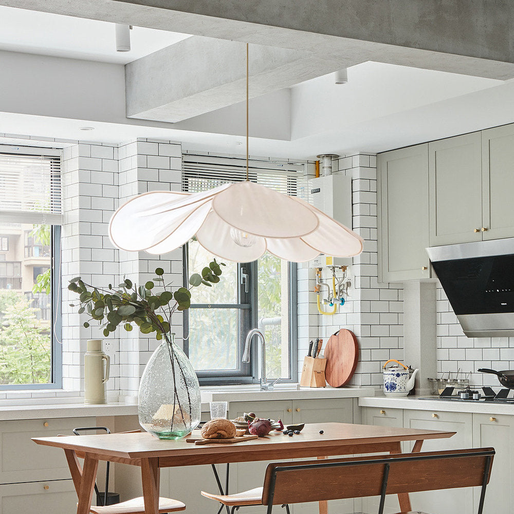 Nordic White Fabric Pendant Light Petals Pendant Lamp -Homdiy