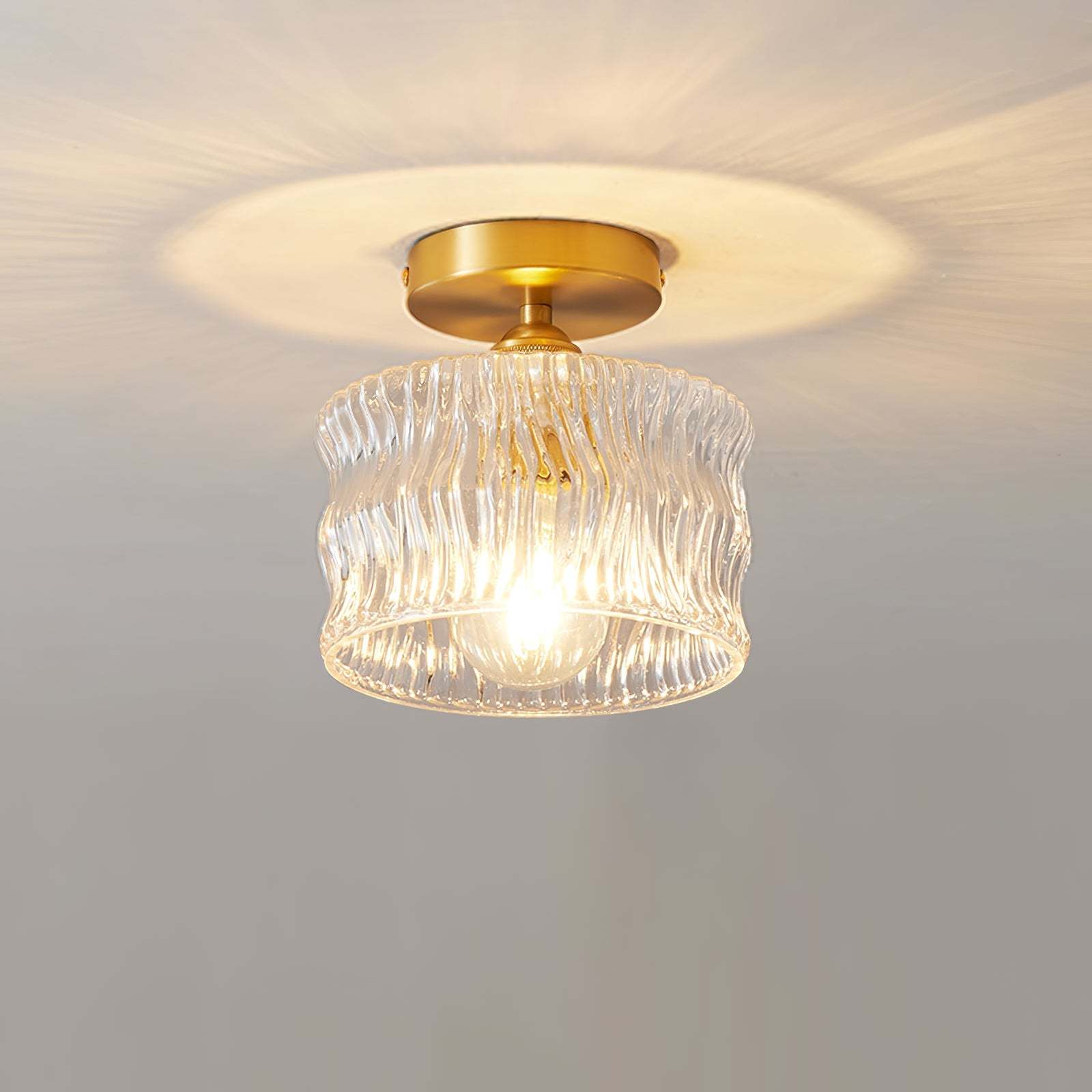 Luxurious Brass Clear Semi-Flush Mount Glass Ceiling Light -Homdiy