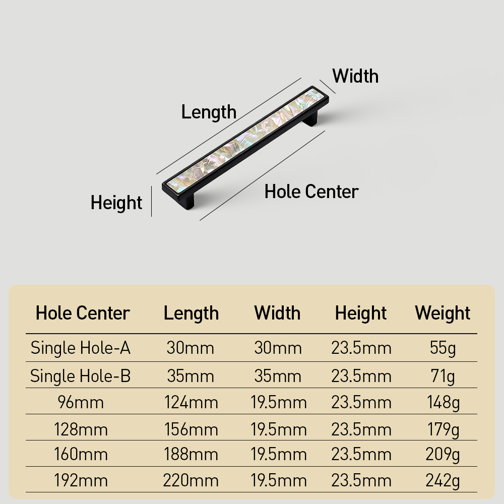 European Luxury Natural White Shell Brass Drawer Pulls