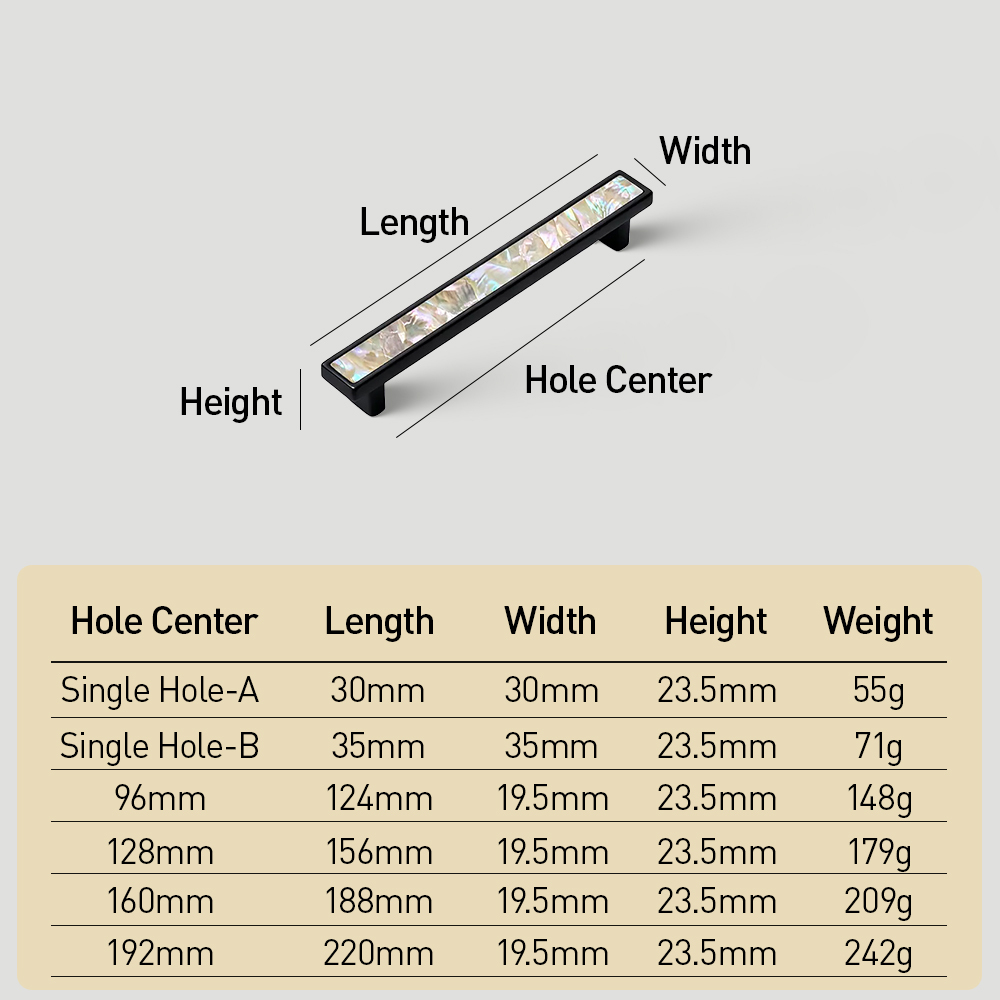 European Luxury Natural White Shell Brass Drawer Pulls