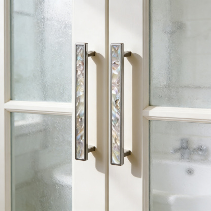 European Luxury Natural White Shell Brass Drawer Pulls