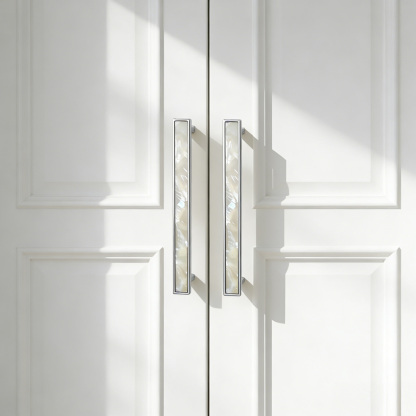 European Luxury Natural White Shell Brass Drawer Pulls