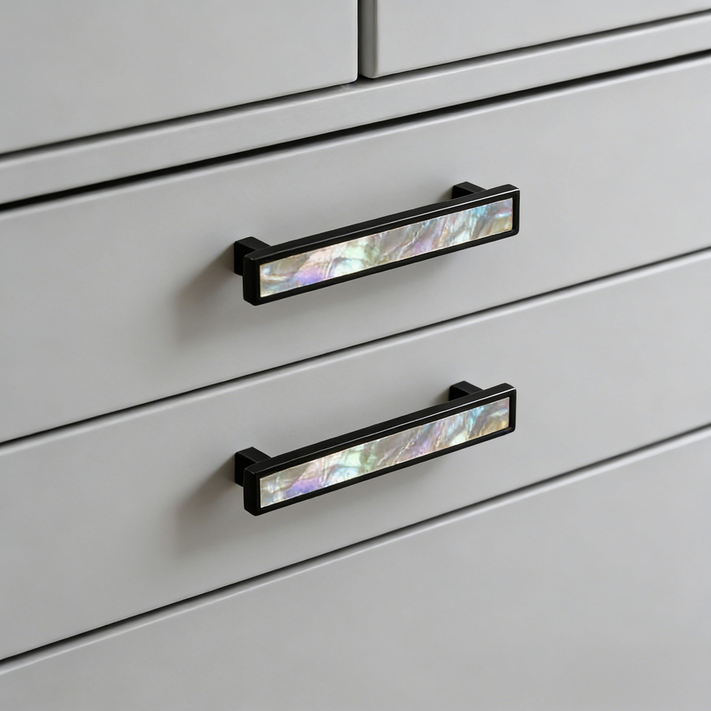 European Luxury Natural White Shell Brass Drawer Pulls