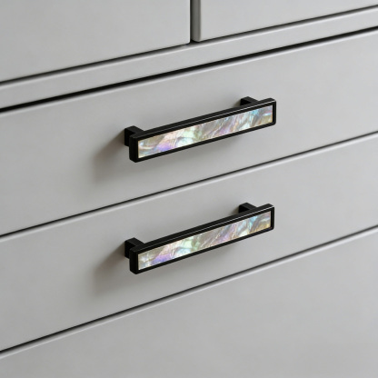 European Luxury Natural White Shell Brass Drawer Pulls