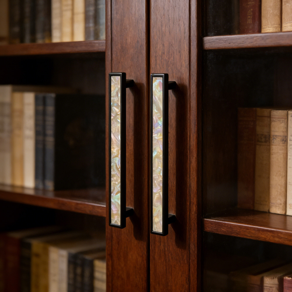 European Luxury Natural White Shell Brass Drawer Pulls