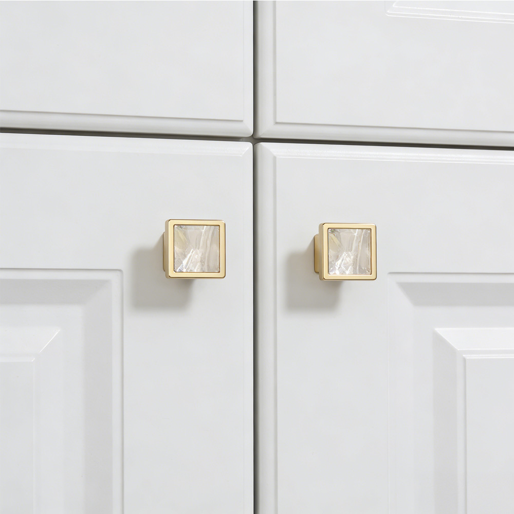 European Luxury Natural White Shell Brass Drawer Pulls